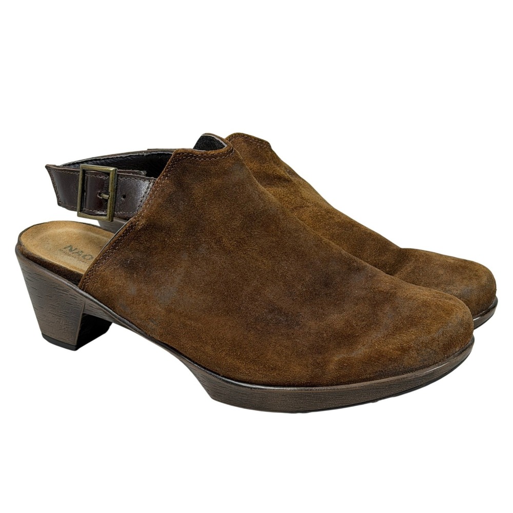 Naot Brown Suede Slingback Mule Clogs